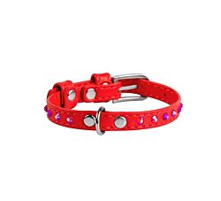 CLR WD Ogrlica za pse sa cirkonima 12 mm/21-29 cm Crvena A2202512