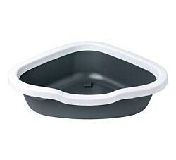 PetMax Otvoreni ugaoni toalet za mačke 55 cm x 42.5 cm x 14 cm - Sivi